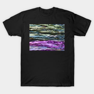 Silk strands and eclectic yarns, green blue teal purple pink lavender T-Shirt